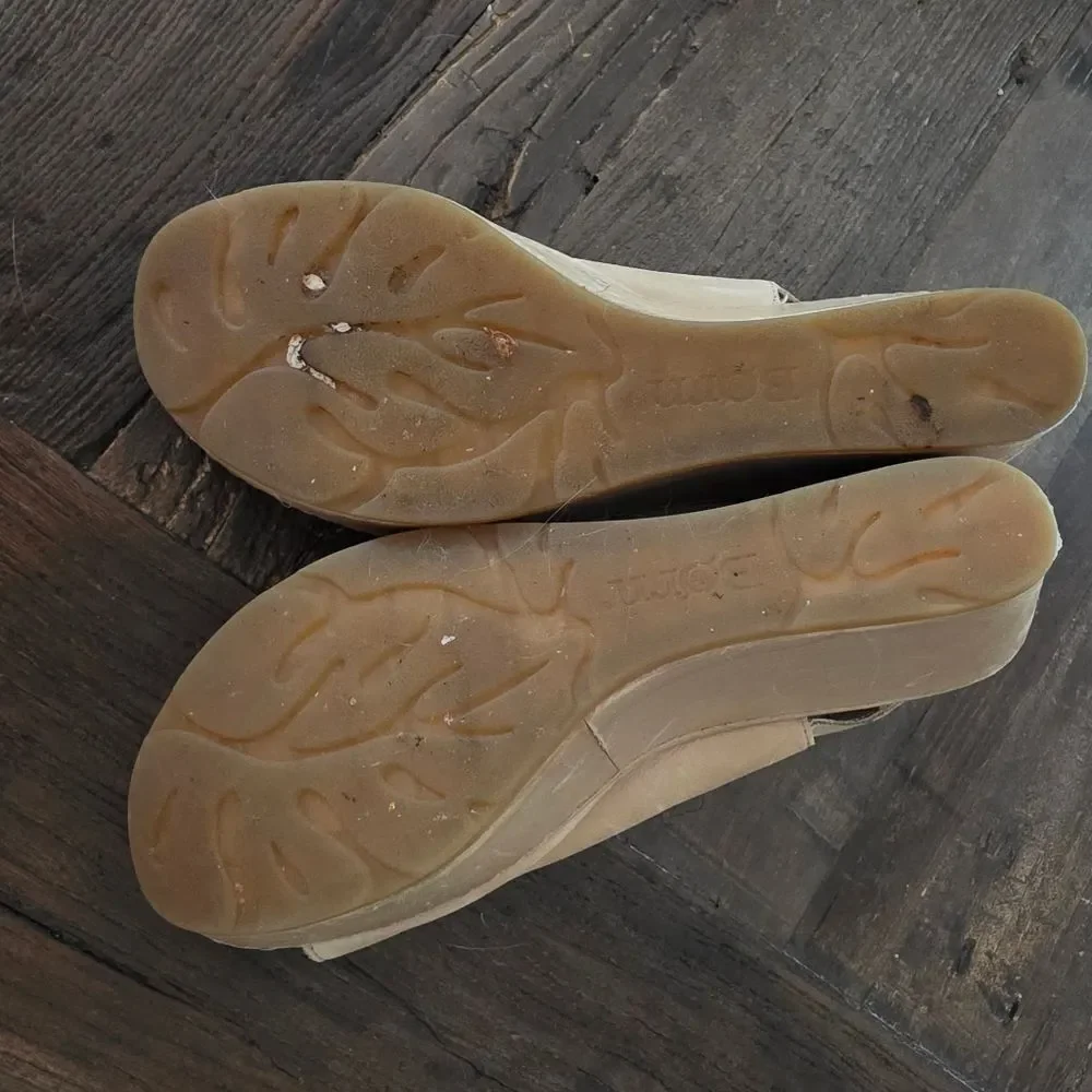 Born Orbit Tan Slingback Leather Platform Open Toe Shoes